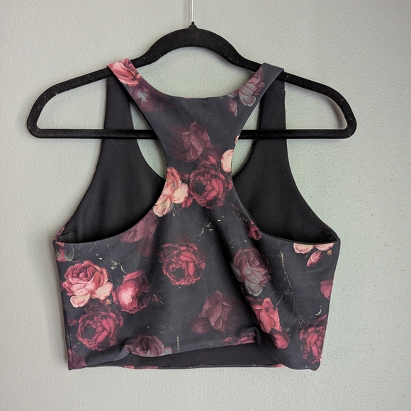 Reebok black floral sports bra women's size large 15x16. No Pads. - Picture 3 of 3